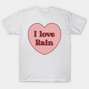 I love rain heart aesthetic dollette coquette pink red T-Shirt